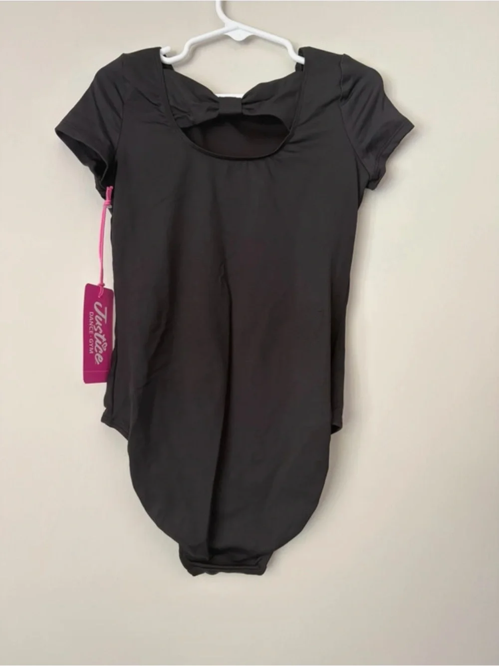 Justice Girls Black Cap Sleeve Dance Leotard